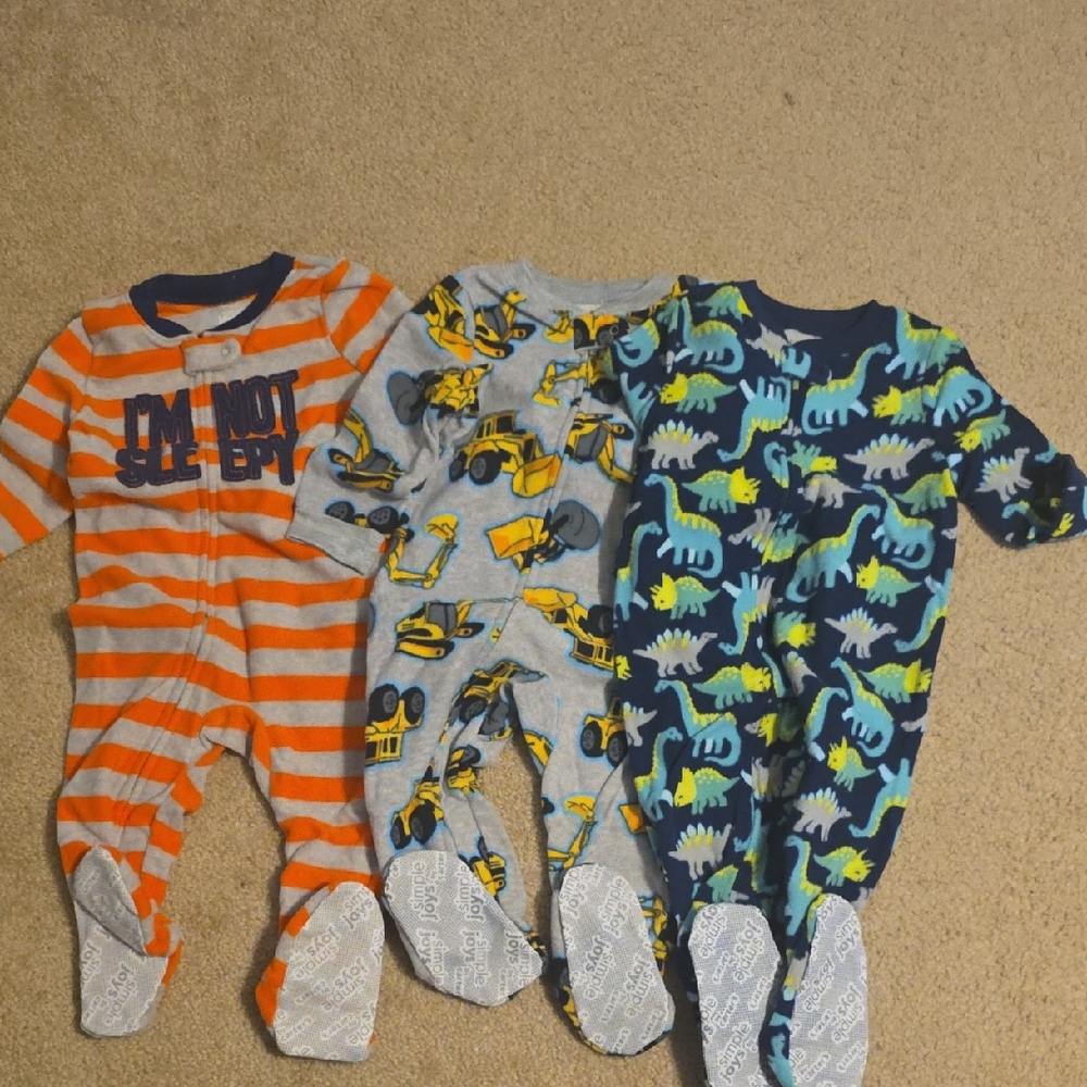 NEW 3 Pack Pajama Set - Striped, Construction, Dinosaur